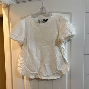 Ann Taylor White Puff Sleeve Blouse